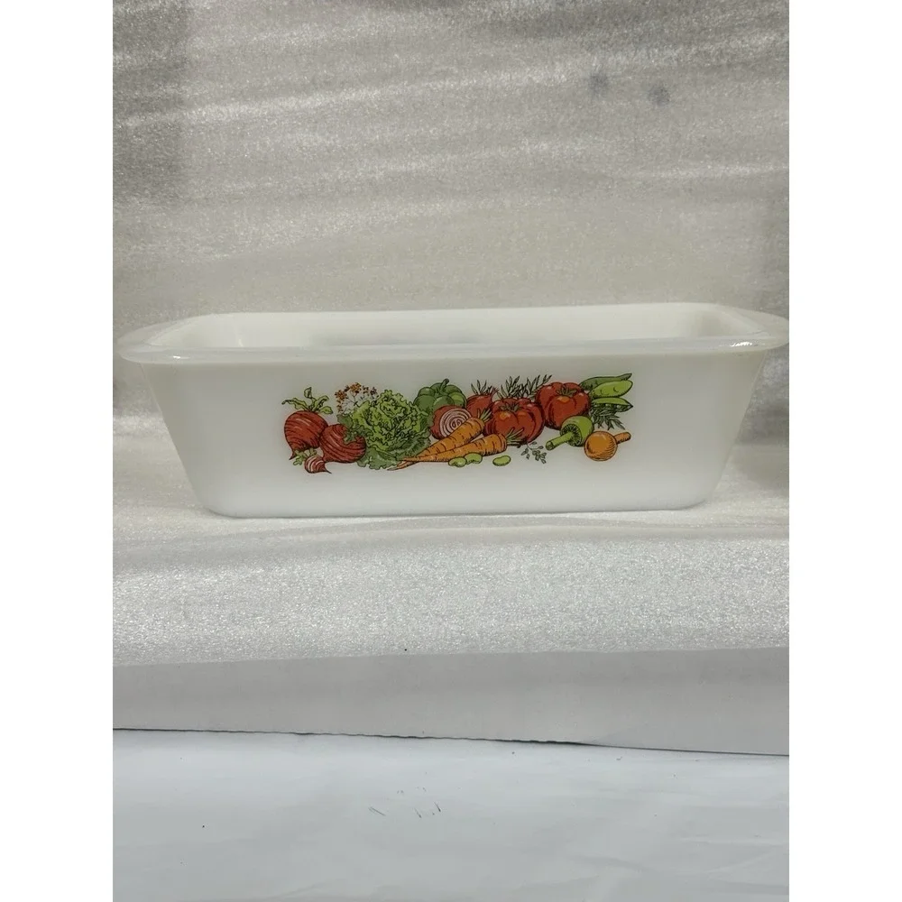 Vintage Glasbake‎ Lot Of 3 Vegetable Garden Medley Casserole Loaf Oval Serving